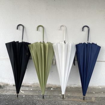 這個雨傘好美！外貿韓國原單長柄傘純色ins風16骨加大晴雨遮陽傘