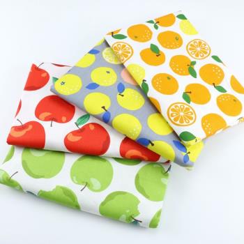 卡通檸檬蘋果印花布寶寶可愛水果純棉面料兒童床品包被睡袋全棉布