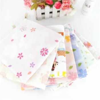 日本 唯美櫻花日式和風輕薄純棉雙層紗布毛圈 可掛式35*35大方巾