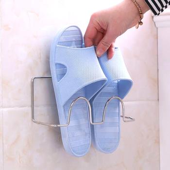 浴室拖鞋架壁掛廁所衛生間門后不銹鋼壁掛式免打孔簡易拖鞋收納