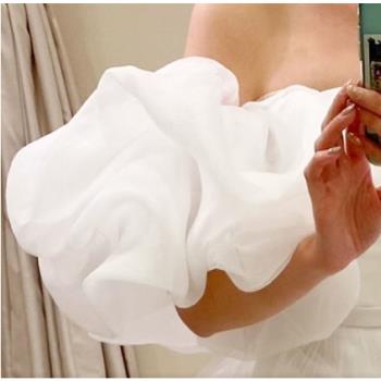 白色泡泡袖網紗婚紗禮服手套遮手臂手紗袖子新娘手套臂袖