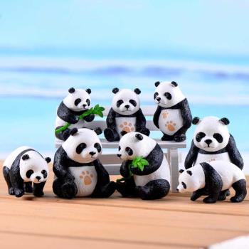 微景觀可愛大熊貓公仔創意手工造景小動物桌面擺設小裝飾蛋糕擺設