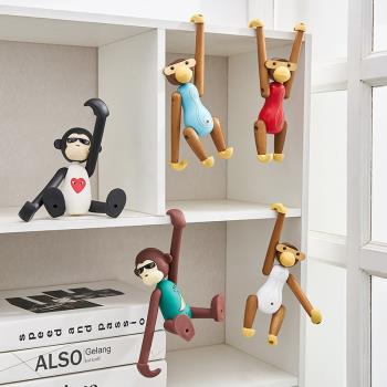 北歐家居飾品木質猴子裝飾小擺件ins創意可愛桌面臥室置物架擺設