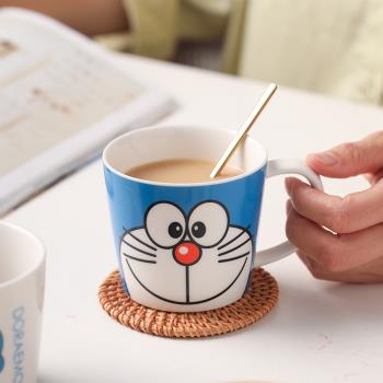 哆啦A夢 兒童陶瓷水杯家用杯子馬克杯高顏值可愛叮當貓牛奶早餐杯