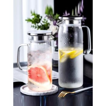 果汁杯玻璃杯耐熱高溫家用玻璃水壺大容量茶杯壺泡檸檬水杯子扎壺