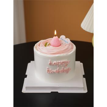 烘焙蛋糕裝飾少女心粉色草莓蠟燭擺件INS風卡通HB甜品臺插件裝扮