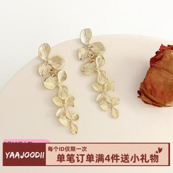 丁香花耳環復古氣質誇張蚊香盤金色葉子度假風宮廷優雅耳夾女耳釘