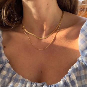 Gold alloy clavicle chain snake Bone Necklaces women蛇骨項鏈