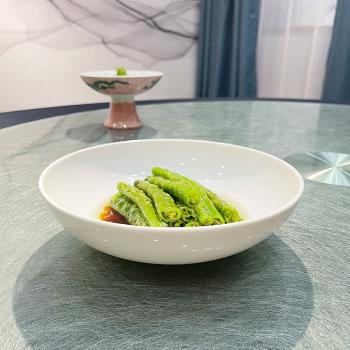 酒店中廚陶瓷純白冷菜圓形深碗意境菜特色創意會所餐具中式餐廳盤