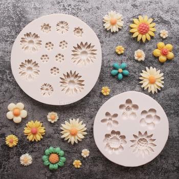 硅膠雛菊花型模具手工巧克力干佩斯翻糖蛋糕裝飾diy花朵葉子花瓣
