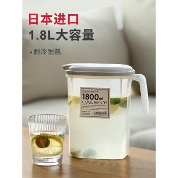 日本進口冷水壺家用耐高溫涼水壺大容量冰箱涼水杯日式冷泡壺塑料