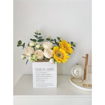 ins風仿真洋牡丹向日葵擺件 客廳桌面花藝裝飾擺設假花束拍照道具
