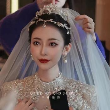 新娘復古宮廷皇冠歐式疊加韓式額飾水滴王冠生日成年跟妝造型配飾