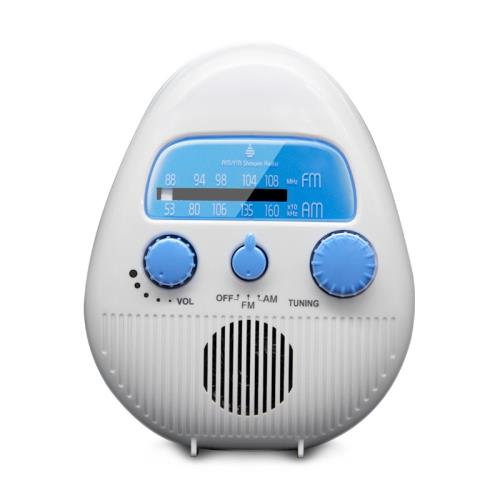 跨境新款便攜式5級防水收音機浴室水滴形掛繩新品插卡收音機
