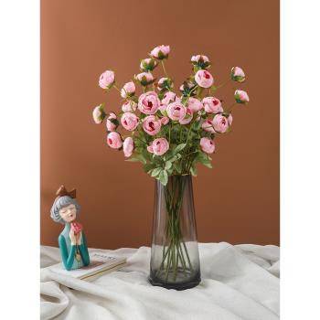 仿真玫瑰花裝飾高檔花束假花擺件客廳插花餐桌擺設小玫瑰花苞干花