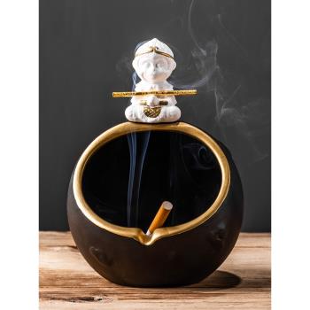 孫悟空煙灰缸新中式復古個性潮流創意中式陶瓷家用客廳茶幾中國風