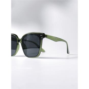 gm同款高級感綠灰色墨鏡UV400方形大框素顏明星款顯瘦太陽眼鏡