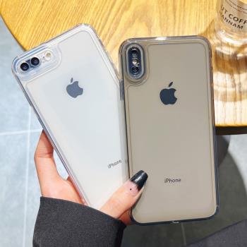 簡約純色XS個性黑色灰色蘋果13/12手機殼適用iPhone14promax攝像頭全包防摔保護套678plus相框加厚透明軟殼XR