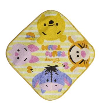 出口日本外貿小方巾兒童手帕純棉割絨卡通熊維尼寶寶擦手柔軟吸水
