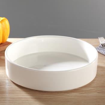 純白創意菜碗家用和面盆個性湯盆大號圓形陶瓷沙拉碗菜盤家用餐具