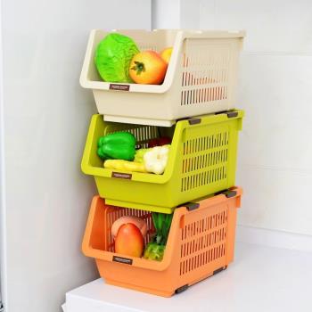 日本進口可疊加廚房置物架收納筐水果蔬菜籃子桌面零食儲物收納盒