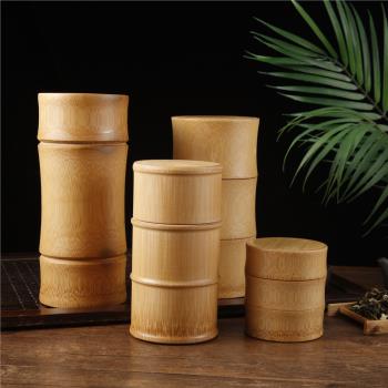 環保健康天然竹制茶葉罐加大密封茶葉桶中式大號小號圓形便攜茶罐