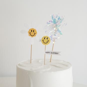 炫彩圍邊蛋糕裝飾鐳射流蘇插件生日派對插牌裝飾道具浪漫氛圍氣球