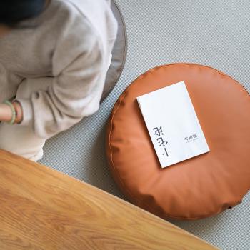 皮質蒲團坐墊地上坐墩日式家用圓形榻榻米茶幾小墊子打坐飄窗加厚