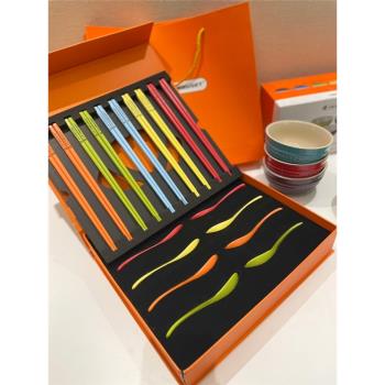 法國LE CREUSET酷彩彩虹筷子勺子家用餐桌禮盒裝陶瓷炫彩餐具套裝