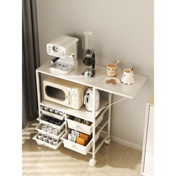 廚房微波爐置物架咖啡機擺放臺移動餐邊柜小推車寶寶喂養臺收納柜