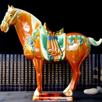 唐三彩陶瓷馬擺件國禮大馬工藝禮品客廳裝飾品中式博古架桌面擺設