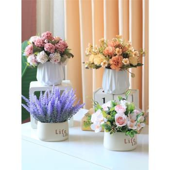 仿真花小擺件玫瑰向日葵雛菊假花塑料裝飾花盆栽客廳餐桌花藝擺設