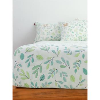 MLG | 綠葉松鼠 | 純棉卡通兒童單件可愛雙層紗床單床笠親膚被套
