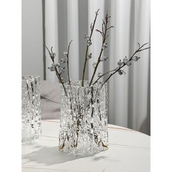 ins風高級感家用輕奢水培花瓶玻璃透明插花玫瑰鮮花客廳餐桌擺件