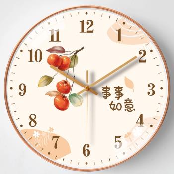 中國風鐘表現代簡約靜音時鐘掛墻裝飾家用石英鐘客廳卡通創意掛鐘