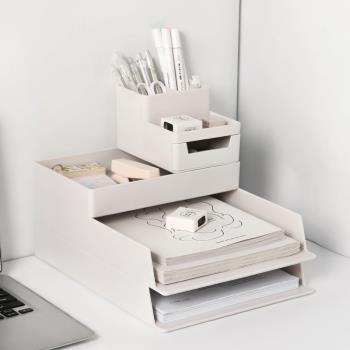 A4紙多層收納盒筆筒辦公室桌面文件收納盤書桌抽屜工位整理置物架