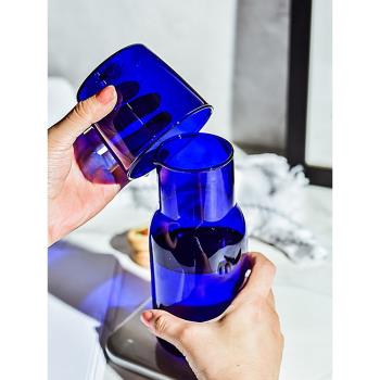 克萊因藍色玻璃水杯零極限清理工具藍色太陽水玻璃壺耐高溫可明火