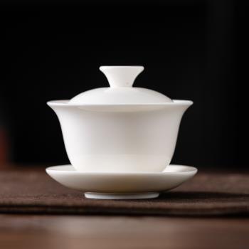 蓋碗德化白瓷茶具套裝整套功夫陶瓷日式簡約茶壺茶杯羊脂玉客家用
