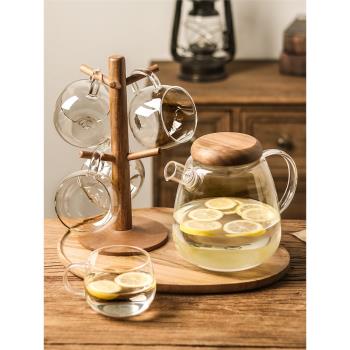 圍爐煮茶壺日式涼水壺玻璃耐高溫家用冷水壺大容量果茶壺杯子套裝