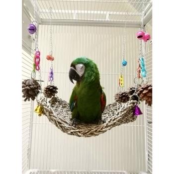 店主推薦鸚鵡草編吊床攀爬網鞦韆玄鳳牡丹鸚鵡啃咬玩具鳥籠配件