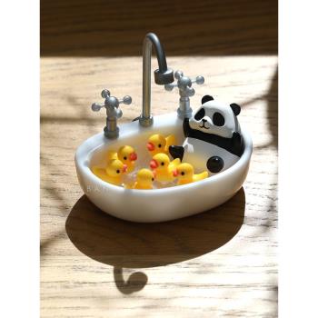 2024新款成都熊貓洗澡冰箱貼磁貼小黃鴨 文創創意高級感網紅磁鐵