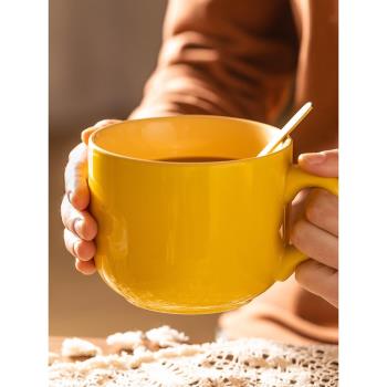 北歐純色馬克杯創意家用早餐杯燕麥杯高顏值咖啡杯陶瓷大容量水杯
