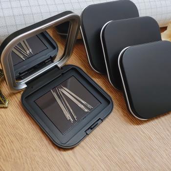 十字繡小工具配件黑色磁性吸針盒磨砂吸針盒小盒子收納繡針針線盒