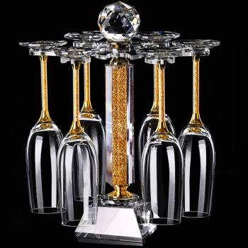 香檳杯套裝水晶鉆石紅酒高腳杯氣泡杯倒掛旋轉杯架歐式結婚禮物
