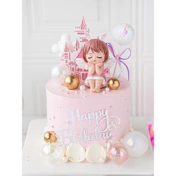 烘焙蛋糕裝飾品網紅安妮天使寶貝可愛萌系女孩兒童生日插件擺件
