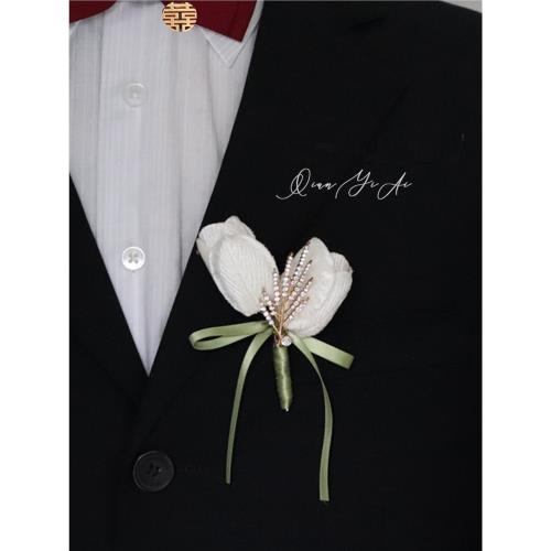 郁金香婚禮胸花新郎新娘結婚襟花伴郎伴娘父親母親手腕花酒會活動