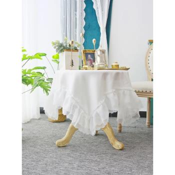 公主白色桌布ins風少女蕾絲花邊法式復古書桌餐桌臥室防塵布蓋布