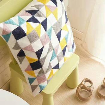 美式奢華純棉刺繡抱枕套不含芯正方形北歐風沙發抱枕靠墊客廳靠枕