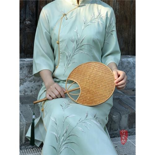 手工竹編扇子大扇中式竹扇大漆紫竹團扇竹子絲老式紙扇扇蒲扇青蓖|竹編