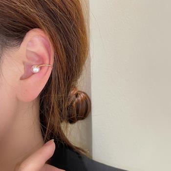 小眾設計法式耳環耳夾潮女珍珠
